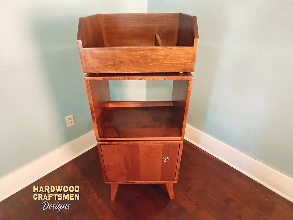 Solid Wood Vinyl Record Storage, Mid Century Record Cabinet, Maple Record Rack Holds Up to 270 Albums with Wooden Legs - Image 2