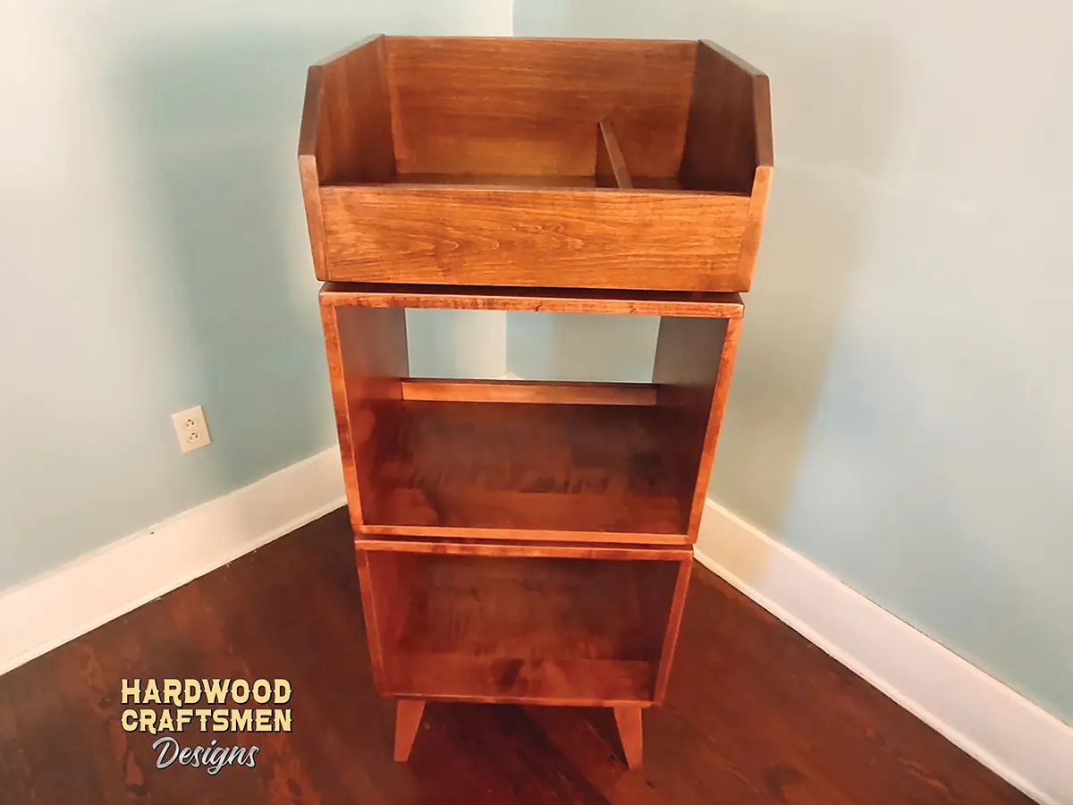 Solid Cherry Record Cabinet, Large Record Player Stand, 6 "LP Flip-Bin” Vinyl Storage Holds Up To 360 Albums - Image 14