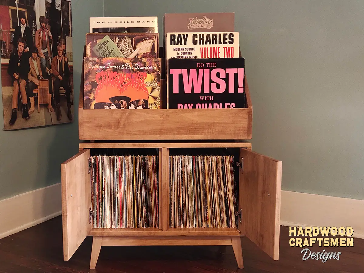 Record Cabinet Tall Narrow, Solid Wood Vinyl Storage, Record Player Stand with Equipment Shelf Holds Up to 540 Albums - Image 14