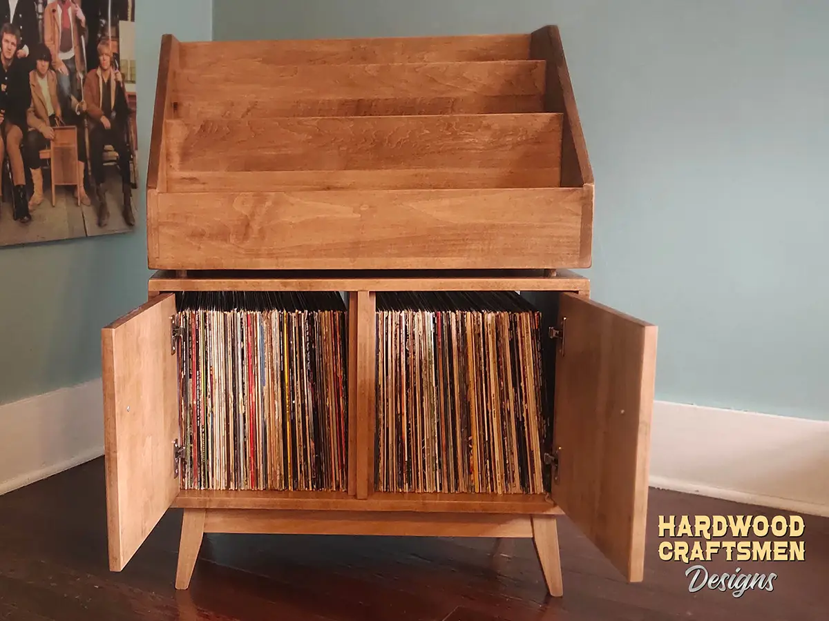 Record Cabinet Tall Narrow, Solid Wood Vinyl Storage, Record Player Stand with Equipment Shelf Holds Up to 540 Albums - Image 15