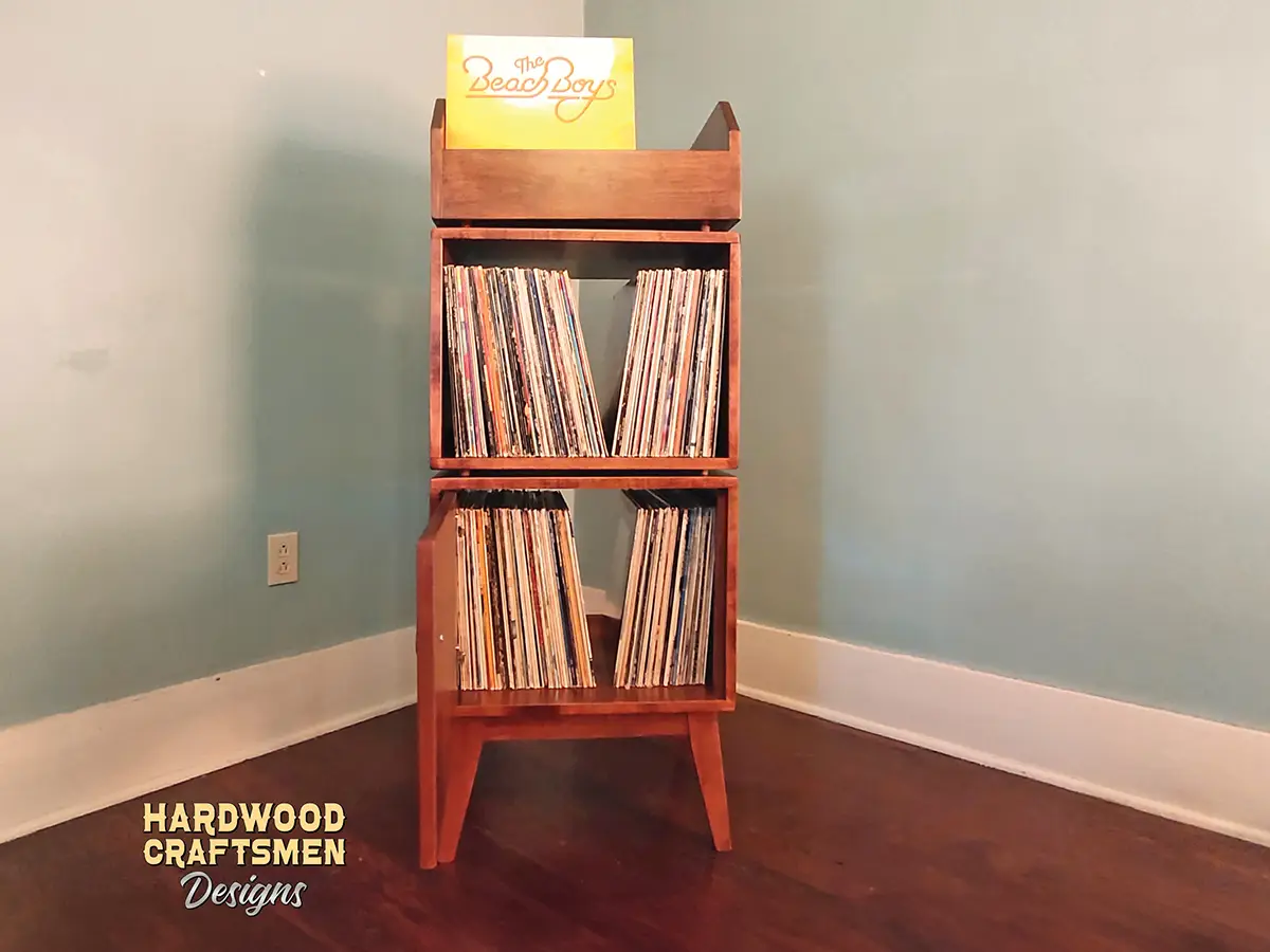 Solid Walnut Vinyl Storage Cabinet, 3 "LP Flip-Bin” Record Stand, Large Vinyl Storage Holds Up To 540 Albums with Wooden Legs - Image 10