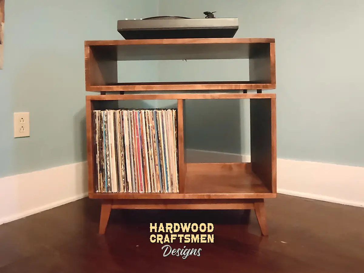 Solid Walnut Stereo Cabinet, Large Vinyl Record Storage, Mid Century Record Player Stand Holds Up To 270 Albums - Image 15