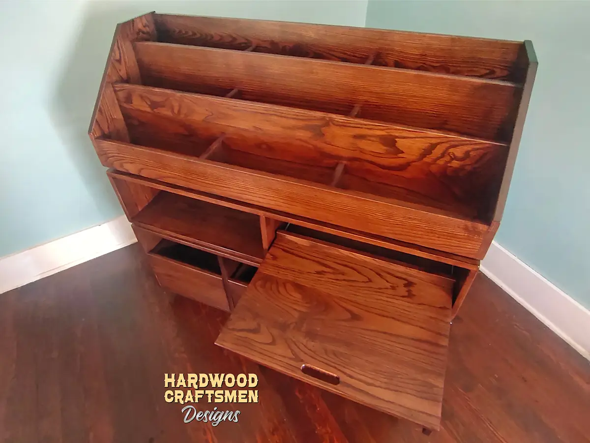 Dovetail 3 x 3 Record Storage Cabinet, 3 Drawer, Vinyl Stand with 9 Flip Top Bins - Image 3