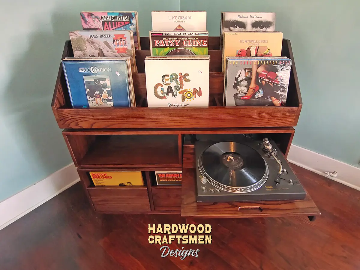 Dovetail 3 x 3 Record Storage Cabinet, 3 Drawer, Vinyl Stand with 9 Flip Top Bins - Image 2