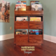 Dovetail 2 x 3 vinyl record storage features 4 pull out drawers below 6 flip bins. This LP cabinet is available in solid walnut, ash, red oak, maple, cherry and oak, all on a 3 inch 100% hardwood plinth base.
