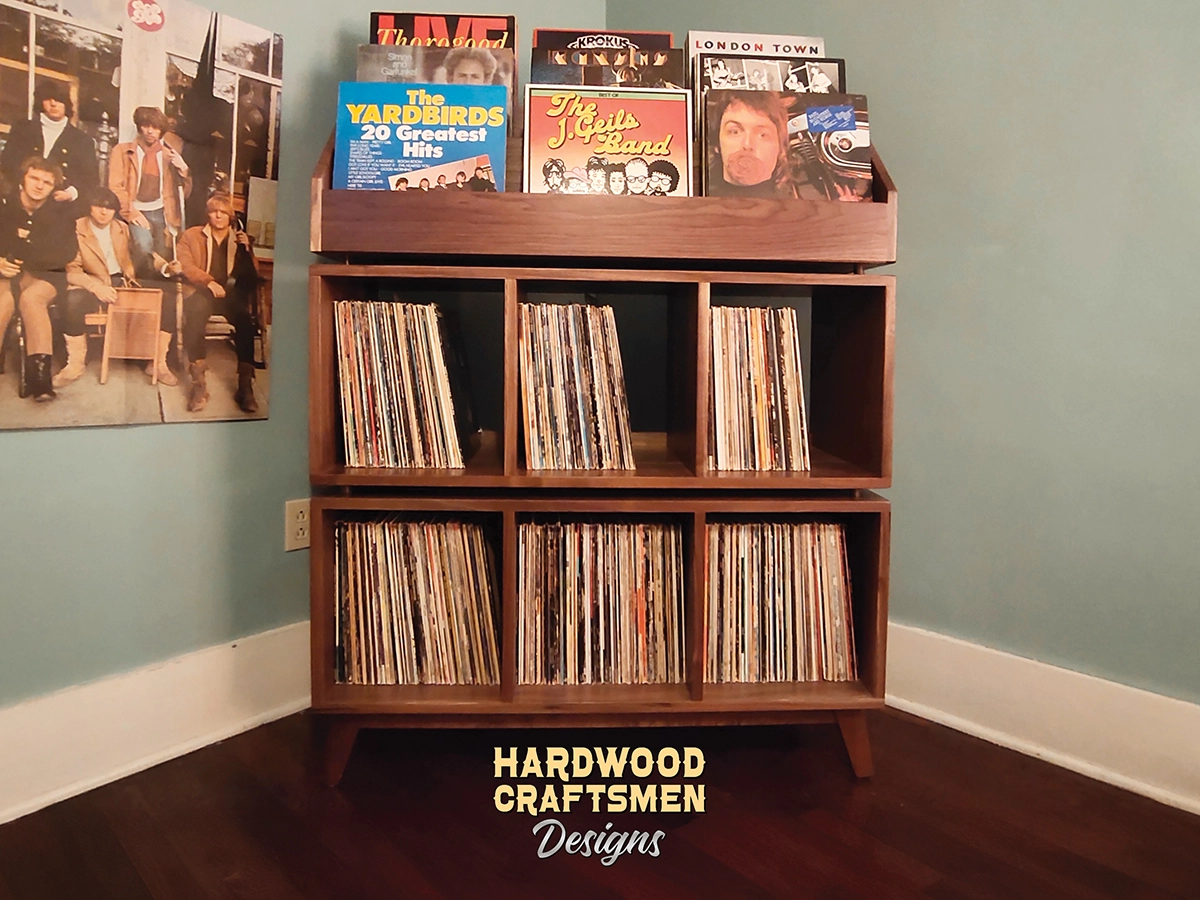 Tall "WALNUT" Record Storage Cabinet, Large Record Stand, Walnut Vinyl Record Storage Cabinet Holds Up To 810 Albums