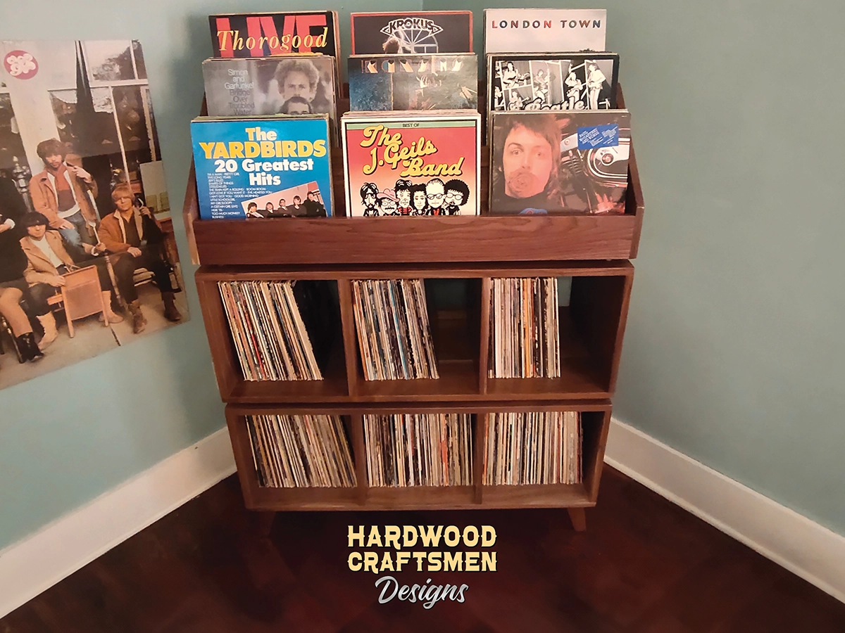 "WALNUT" Vinyl Record Cabinet with Doors, Large Record Stand, Tall Walnut Vinyl Record Storage Cabinet Holds Up To 810 Albums - Image 5