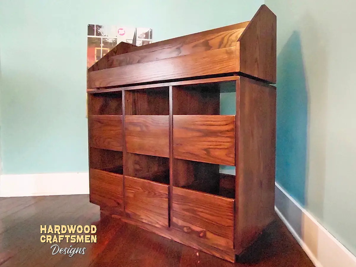 Oak Record Storage Cabinet, 9-Flip-Bin, 6-Drawer - Image 4