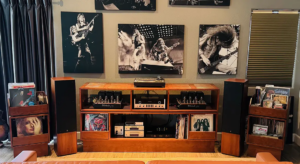Custom stereo cabinet with two vinyl record cabinets