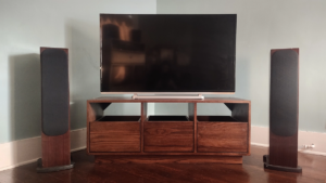 Dovetail credenza sideboard with pull out storage drawers available 49-to-74 inch in width